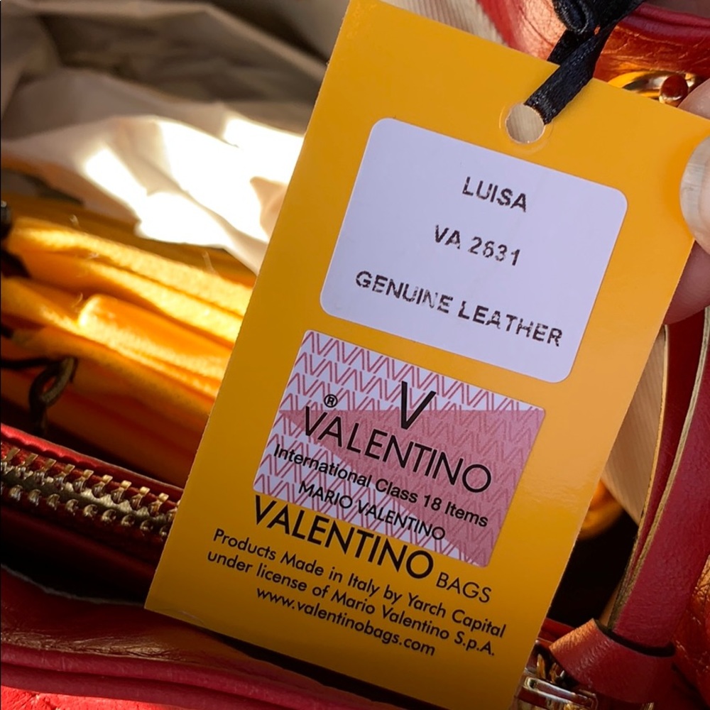 Valentino Louisa Red Lather Handbag w Chain Straps - Picture 5 of 5